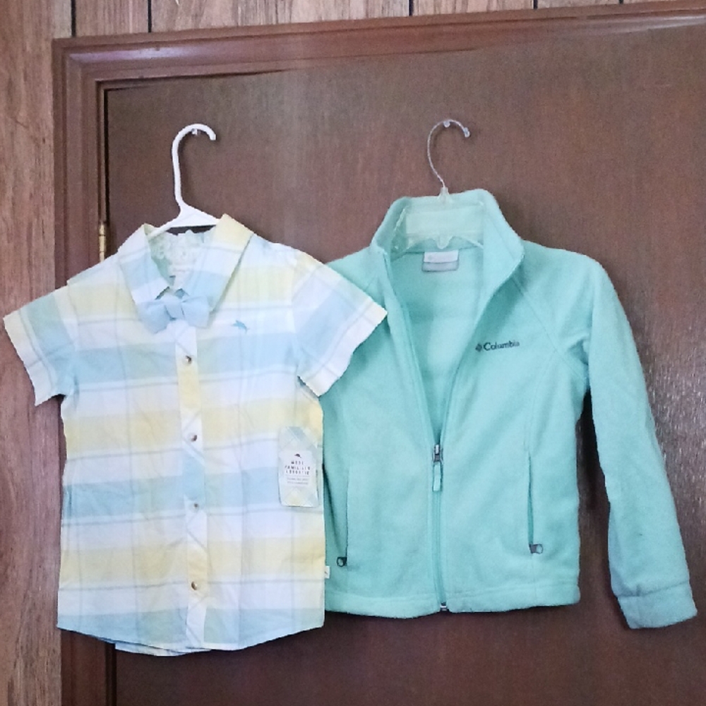 Columbia Fleece Jacket & new Tommy Bahama Striped Shirt Set